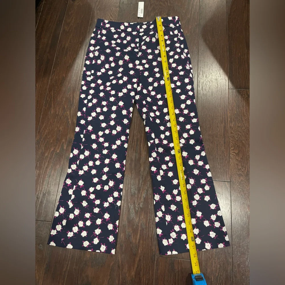 J. Crew Hayden Kickout Crop Blue Purple Floral Pants Size 4 tall NEW